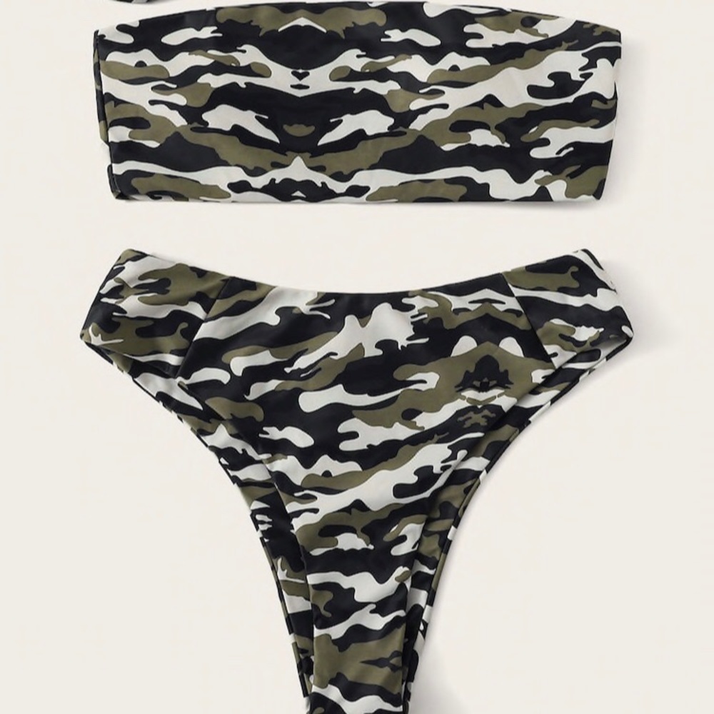 High waisted Camo print swimsuit